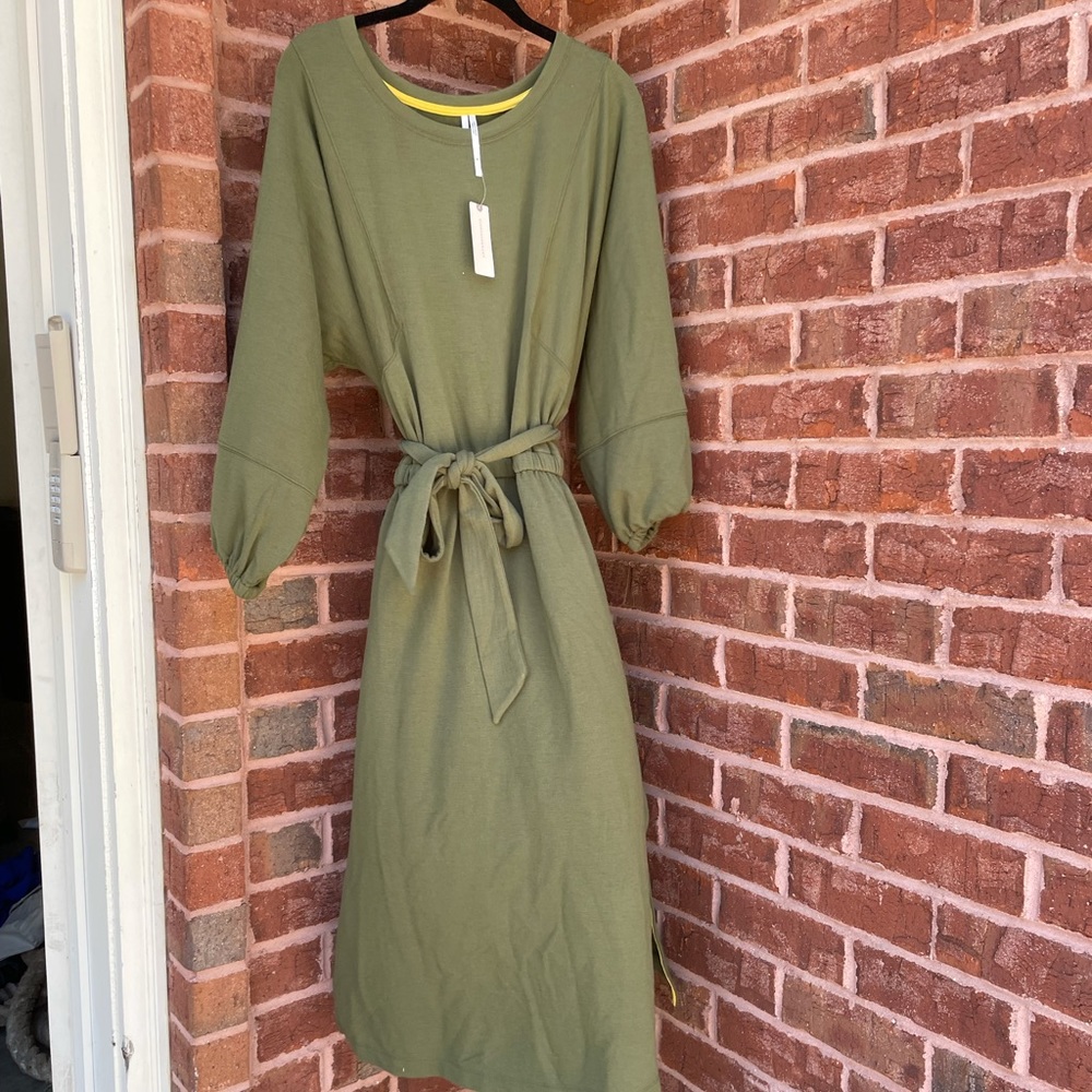 Anthropologie Olive Cotton Midi Dress